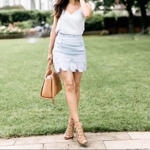 Topshop Cutwork Lace White Skirt